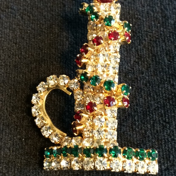 Vintage NWOT Christmas Candlestick Brooch - Picture 4 of 4